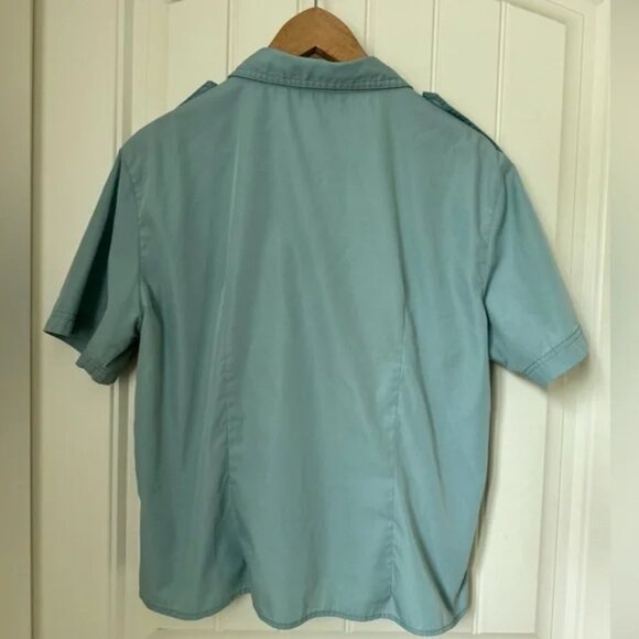 Tilley Endurables Light Aqua Short Sleeve Travel Safari Shirt - Made in Canada - Picture 2 of 4